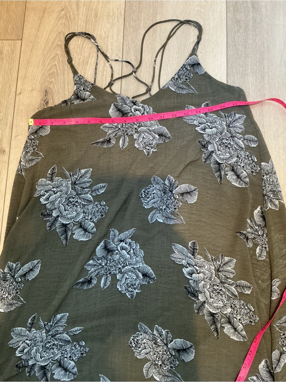 Love Stitch Olive Green Floral Maxi Dress with Black & White Print - Picture 6 of 10